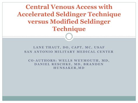 Central Venous Access with Accelerated Seldinger Technique Versus ...