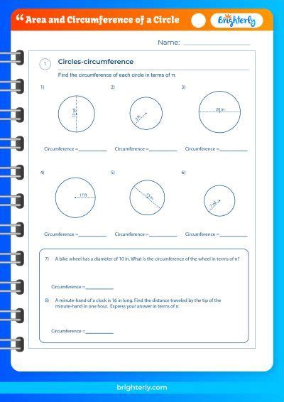 Area And Circumference Of A Circle Worksheets