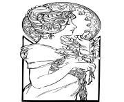 Coloriage maude adams jeanne d arc alfons mucha - JeColorie.com