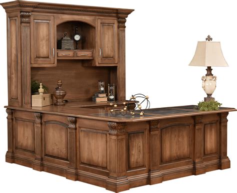 Montereau U Desk and Hutch | Amish Office Desk | Solid Hardwood Hutch