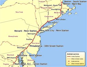 East Coast Amtrak Train Routes Map