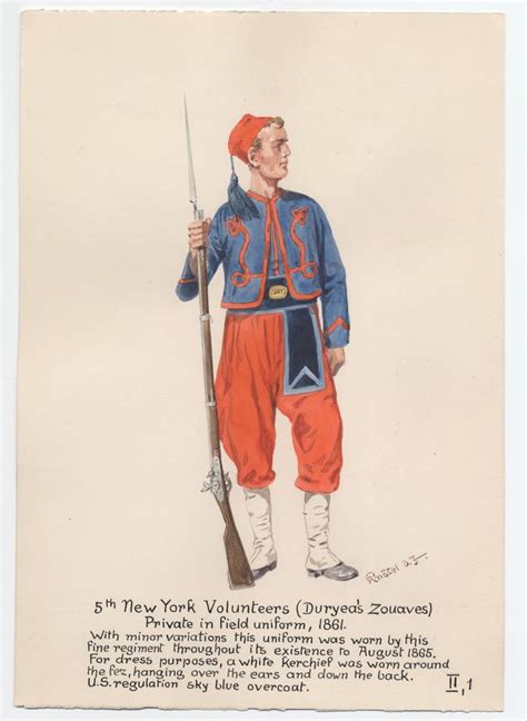 5th New York Volunteers (Duryea's Zouaves). Private in field uniform, 1861 | Civil war art ...