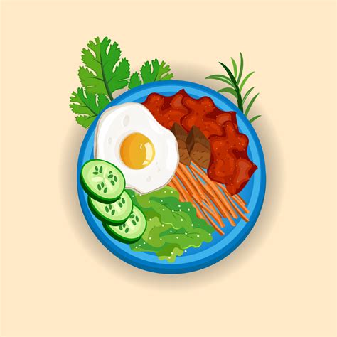 Bibimbap Unique Hand Drawing Illustrations. Delicious Spice Korean ...