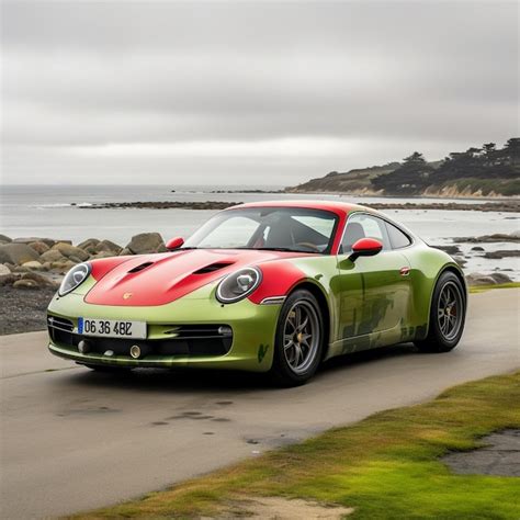 Premium Photo | A green and red car with the license plate number plate ...