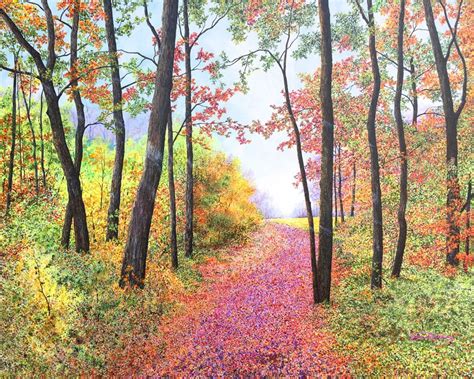 Autumn Painting Forest Painting Fall Woods Art Forest Path Fall ...