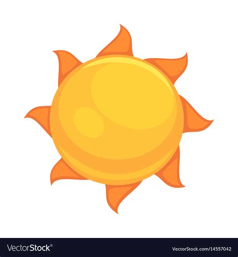 Summer yellow sun with rounded orange rays Vector Image