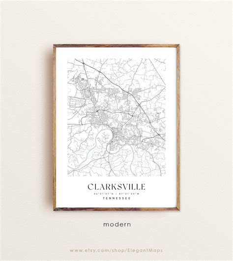 Clarksville Tennessee Map Clarksville TN Map Clarksville - Etsy