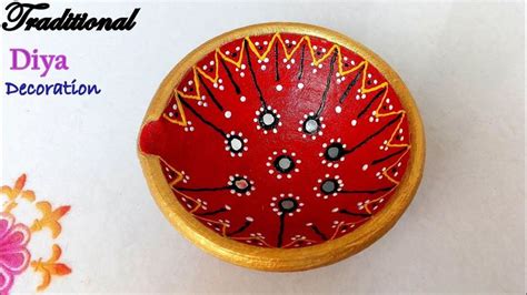 How to Decorate Big Diya for Diwali..| Beautiful Diya painting and decoration | Diya painting id ...