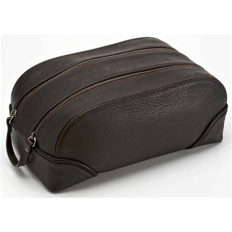 Pineider 1774 Leather Men's Travel Toiletry Bag - Large - Ebony