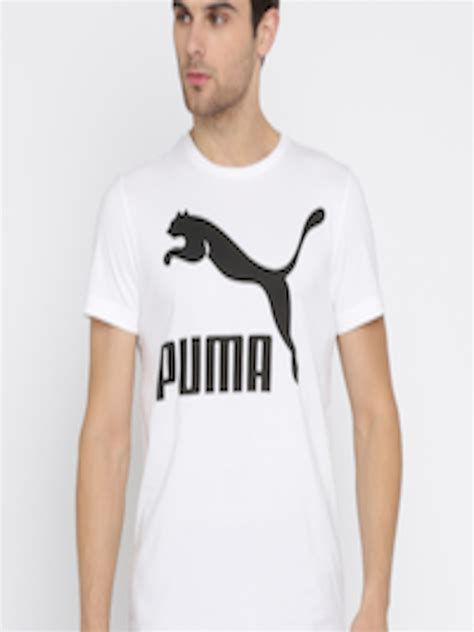 Buy Puma Men White Archive Logo Printed Round Neck Pure Cotton T Shirt ...