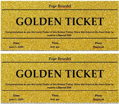 Printable Golden Ticket Templates (Word / PDF) - Best Collections