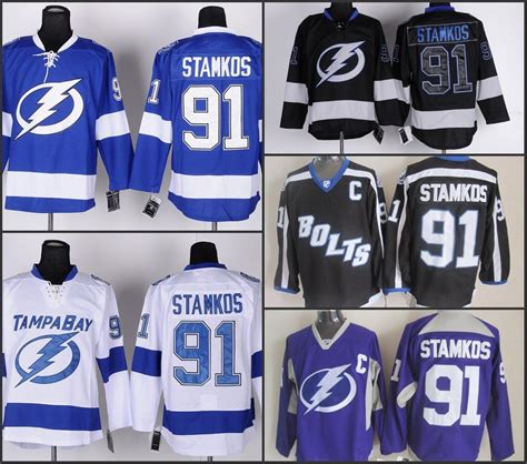 Discount Cheap Tampa Bay Lightning Hockey Jerseys #91 Steven Stamkos Jersey Home Blue Road White ...