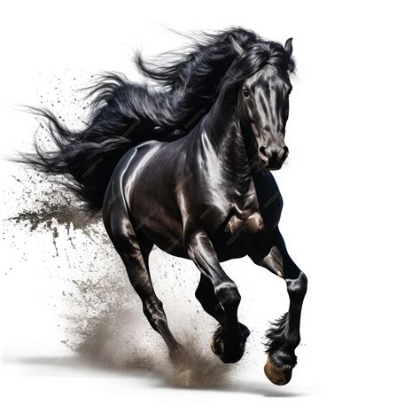 Premium AI Image | Black friesian horse running in desert stock photo