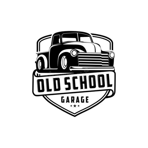 an old school garage logo with a classic truck on it's back and the words,