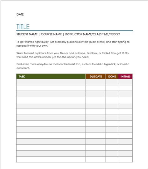 6 Free Project Task List Templates - Word Templates for Free Download