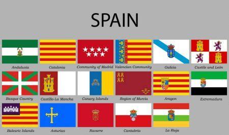 Todas las provincias de banderas de España. Vector illustraion — Ilustración de stock | Banderas ...