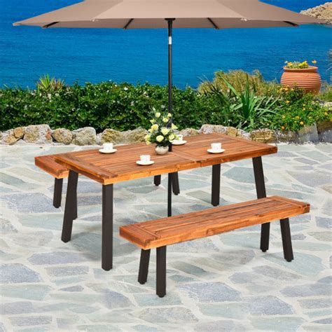 Outdoor Dining Table With Umbrella Hole - Umbrella Table Round Dining Aluminum Hole Woodard Cast ...