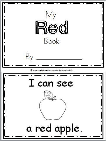 My Red Mini-Book for Kindergarten Reading - Made By Teachers