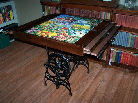 This sliding panel feature is intriguing for jigsaws | Puzzle table, Jigsaw puzzle table, Decor