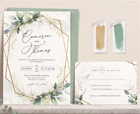 ZENNA - Rustic Greenery Huge Wedding Collection, Green and Gold wedding, Template, Instant ...