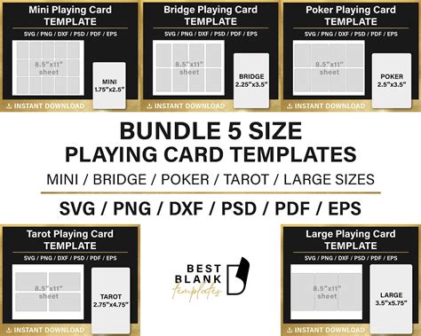 Playing Card Template BUNDLE 5 Sizes BLANK Template Svg - Etsy