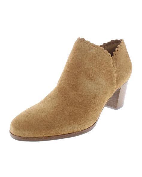 Jack Rogers Marianne Suede Stacked Heel Ankle Boots in Natural | Lyst