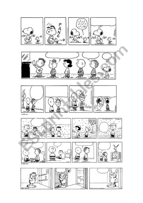 PEANUTS & GARFIELD BLANK COMIC STRIPS 1/5 - ESL worksheet by mandm