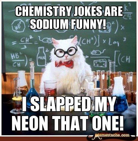 Chemistry puns, Chemistry jokes, Chemistry cat