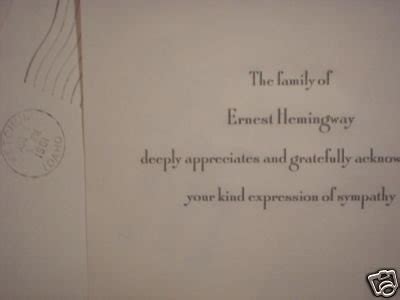 ERNEST HEMINGWAY funeral card w/envelope Ketchum Idaho | #103528147