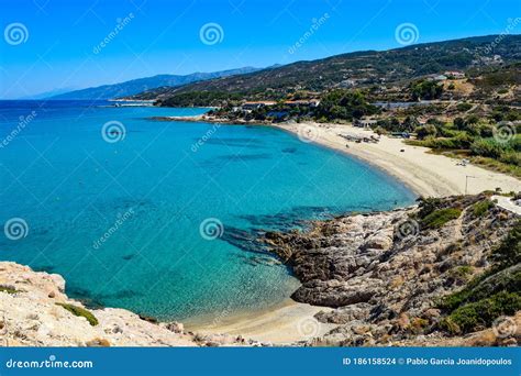 Paradise Aegean Sea Beach in Ikaria Island, Greece. Stock Photo - Image ...