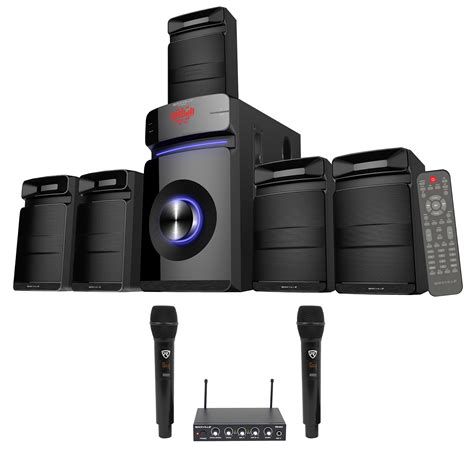 Rockville Hybrid Home Theater Karaoke Machine System w/5.25" Sub+2 Wireless Mics | eBay