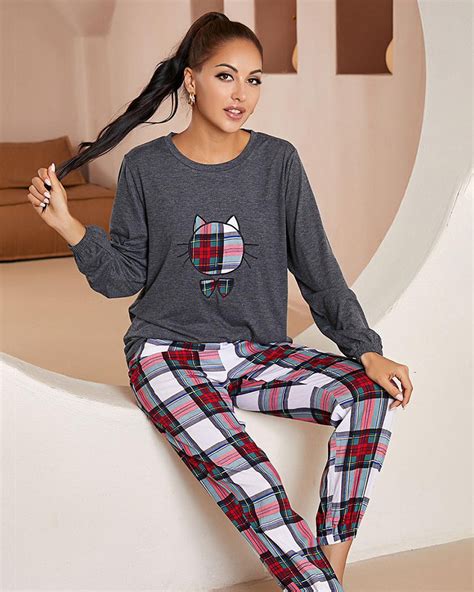 Cute Cat Print Women Pajamas Set – Zeagoo