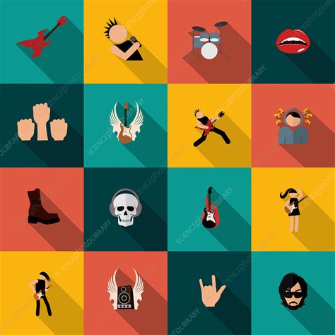 Rock music icons, illustration - Stock Image - F019/8312 - Science ...