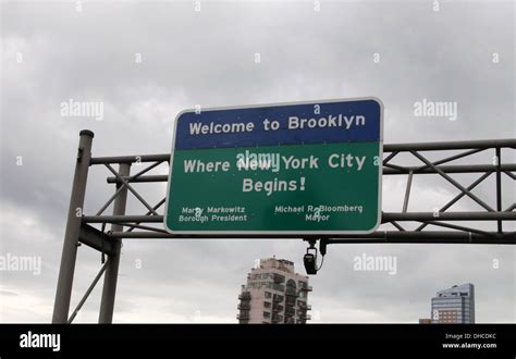 Welcome to Brooklyn Road Sign Stock Photo - Alamy