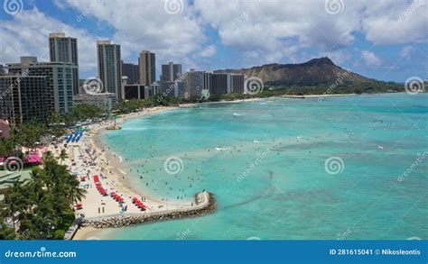 Beautiful Beach Views in Honolulu Hawaii Stock Image - Image of skyline ...