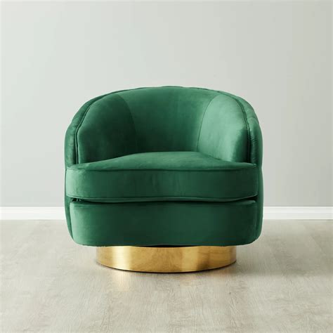 Kelly Bottle Green Velvet Swivel Chair - Gold Leg