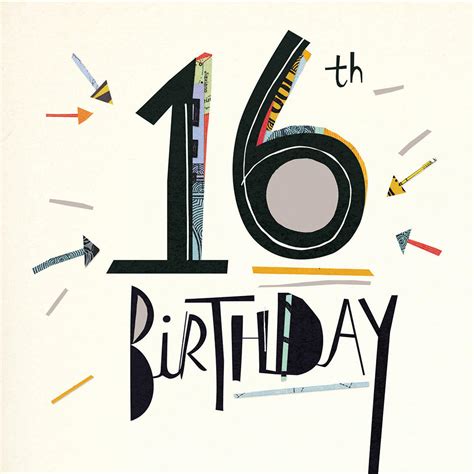 Happy 16th Birthday Art Deco Birthday Greeting Card | Cards