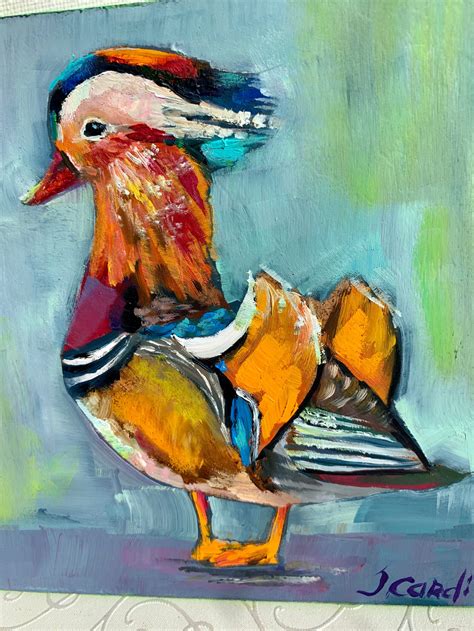 Mandarin Duck Painting Original Oil Art Animal Art 6 by 6 | Etsy