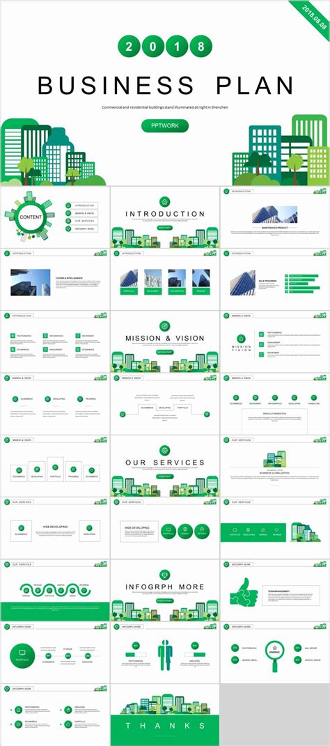 Beautiful green business plan PowerPoint template - Pcslide.com# ...