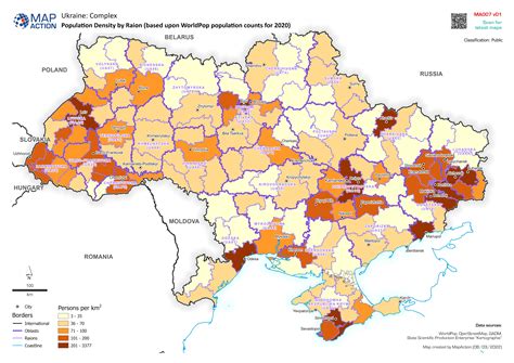 Population Density by Raion (based upon WorldPop population counts for ...