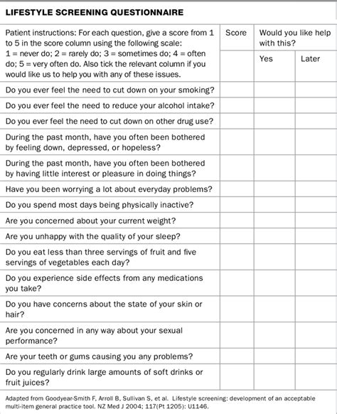 An example of a lifestyle questionnaire. | Download Scientific Diagram