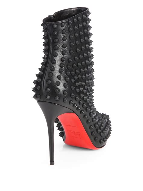 Christian Louboutin Snakilta Spiked Leather Ankle Boots in Black - Lyst