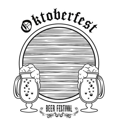 oktoberfest celebration festival with wooden barrel and beers cups 2461059 Vector Art at Vecteezy