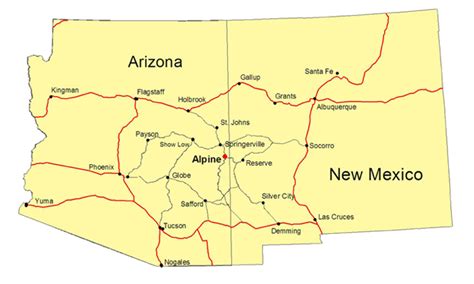 New Mexico Arizona Map