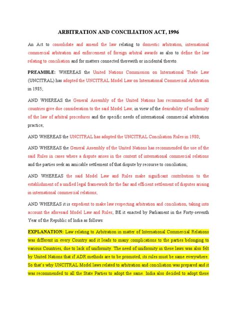 Arbitration Under Arbitration and Conciliation Act | PDF | Arbitration ...