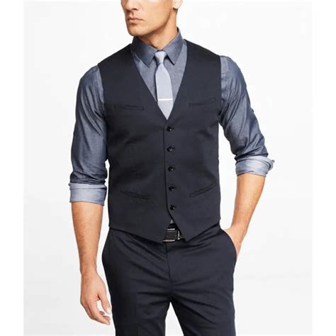 New Fashion Formal Business Men Vest Grey Dark Navy Groomsmens Vest Wedding Prom Party Waistcoat ...