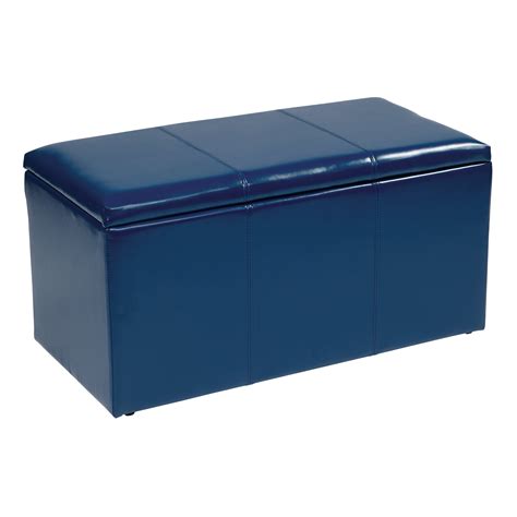 3 Piece Blue Bonded Leather Ottoman Set - Walmart.com