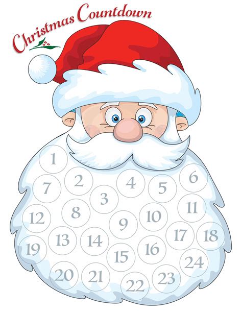 Santa Beard Countdown Calendar - Free holiday fun for the kids ...