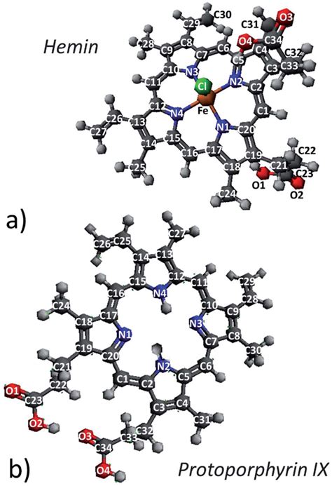 Molecular structure of hemin (a) and protoporphyrin IX (b). | Download Scientific Diagram