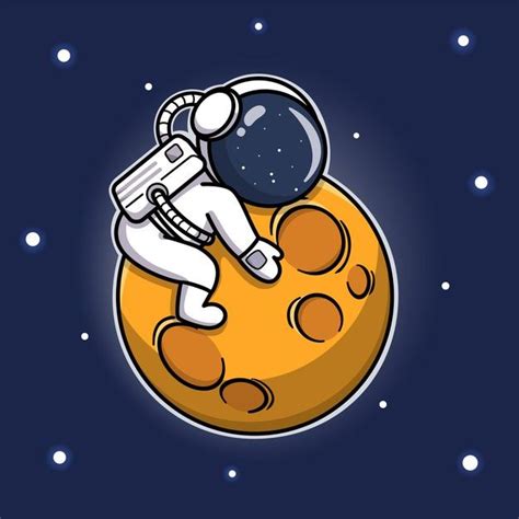 Cute Astronaut Hugging The Moon | Astronaut cartoon, Astronaut illustration, Astronaut wallpaper